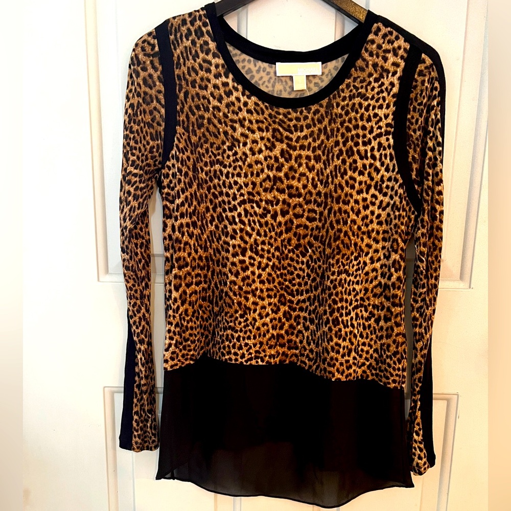 NWT MK Leopard Print Black sheer Top